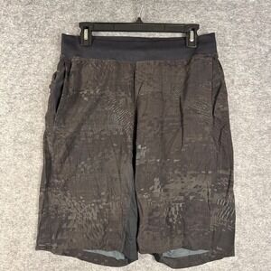 Lululemon Shorts Mens Medium Black Gray Zeroed-in Linerless 10 Geometric Camo